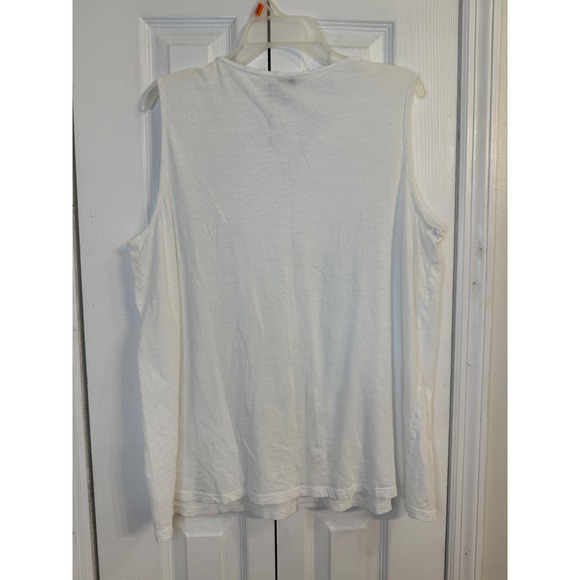 Lucky Brand Sleeveless Top Embroidered V-Neck Casual Tank Top White 2X - Picture 4 of 5